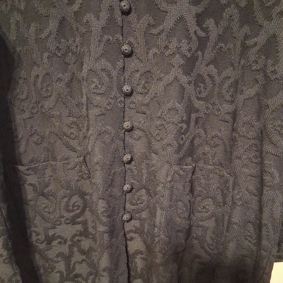 Brenda French for French Rags Black Textured Button Front Tunic Made in USA - Picture 5 of 5